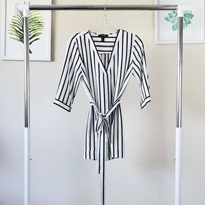 Navy and white striped mini dress